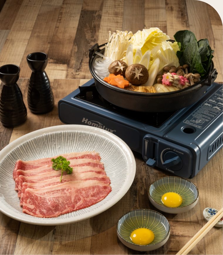 Sukiyaki hotpot with beef and vegetables